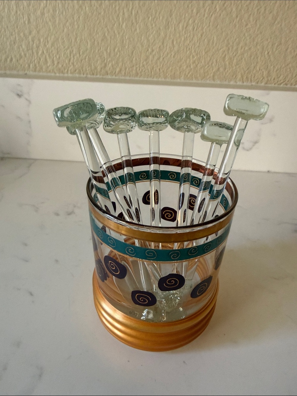 Vintage Glass Swizzle Sticks or Muddlers Set of 7 - Picture 2 of 4